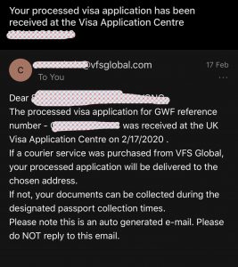ตัวอย่างอีเมลให้ไปรับ UK Visa